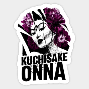 Kuchisake Onna Japanese geisha Girl with Flowers Sticker